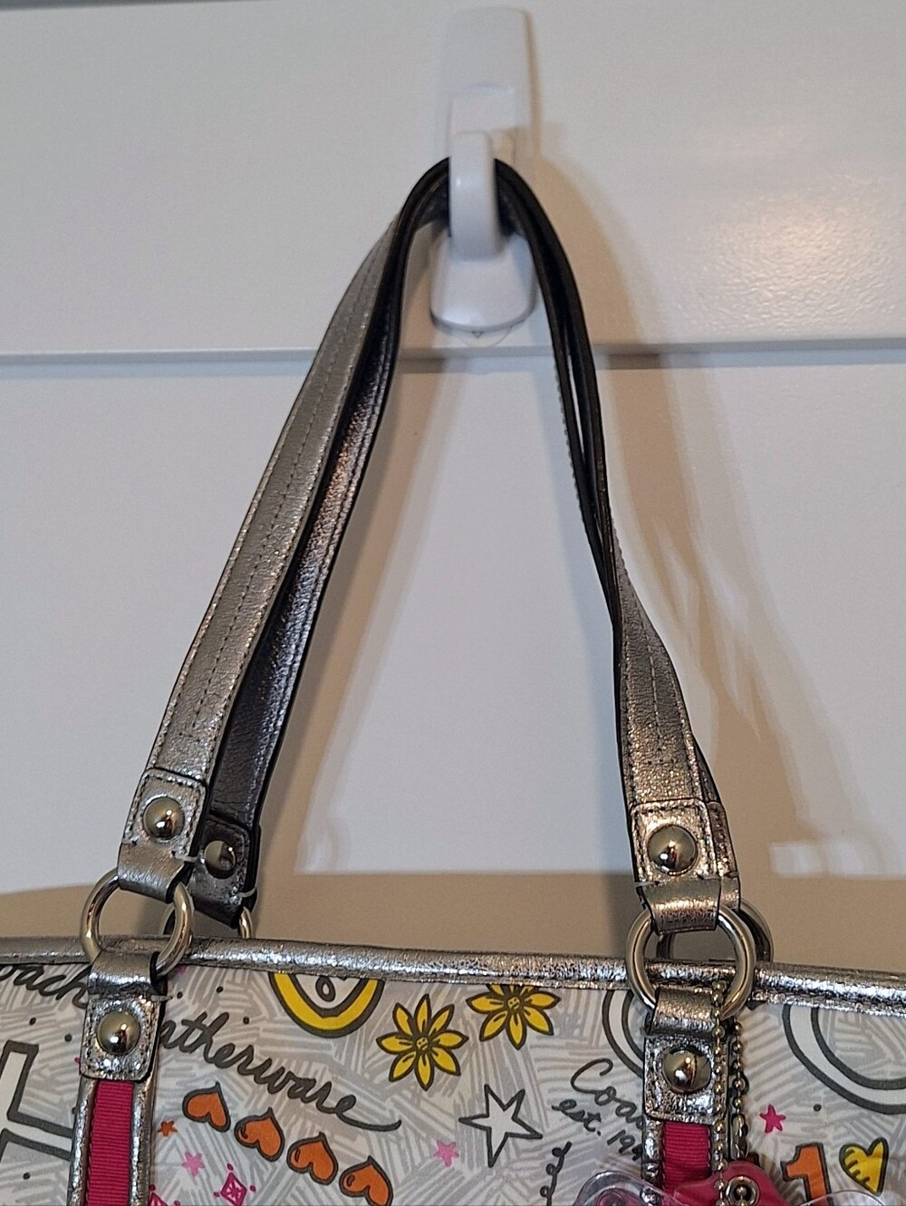Coach RARE Vintage Poppy Butterfly Graffiti Shoulder Satchel Bag #K1076-F15712 - Picture 4 of 15